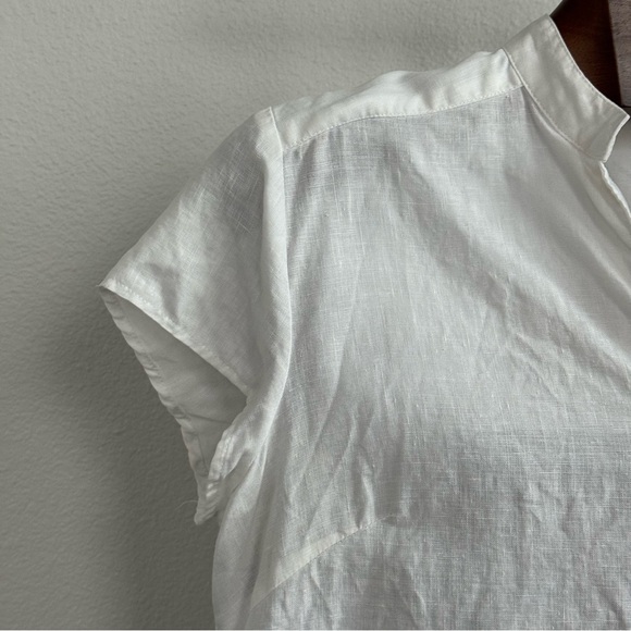 Edward White Linen Short Sleeve Button Up Shirt L | Summer Minimal Top - Picture 2 of 6